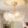 Shell Ceiling Fan with Light 20 Inch Gold Fandelier for Home