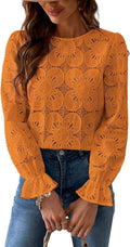 CUPSHE Eyelet Long Sleeve Lace Top - Dressy Casual Style