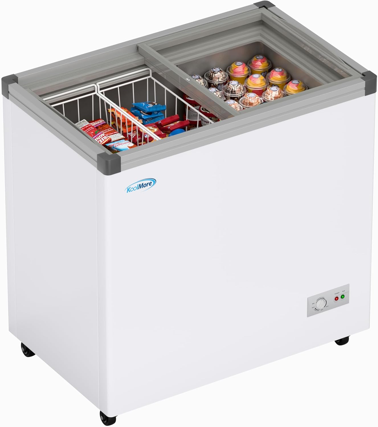 KoolMore KM-ICD-7C 33 Ice Cream Display Chest Freezer with Glass Doors