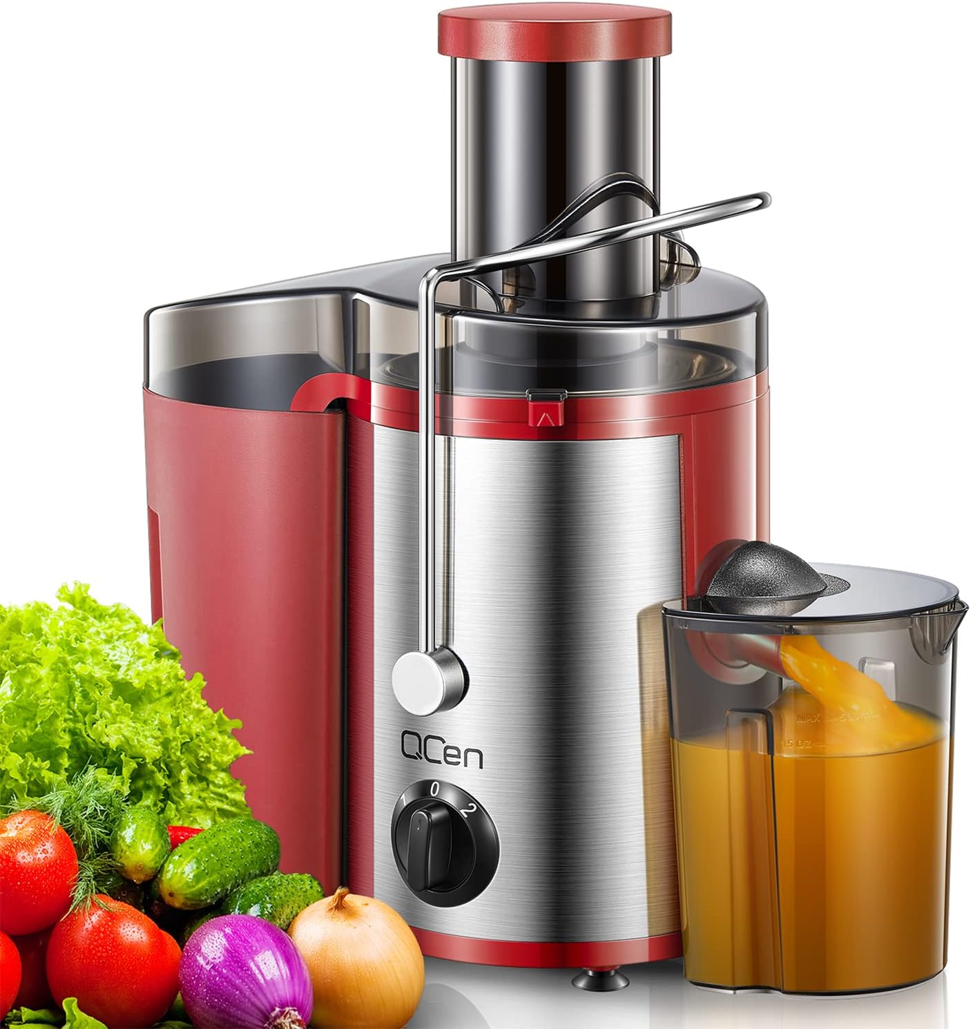QCen Juicer Machine with 500W Motor and Wide Mouth Chute