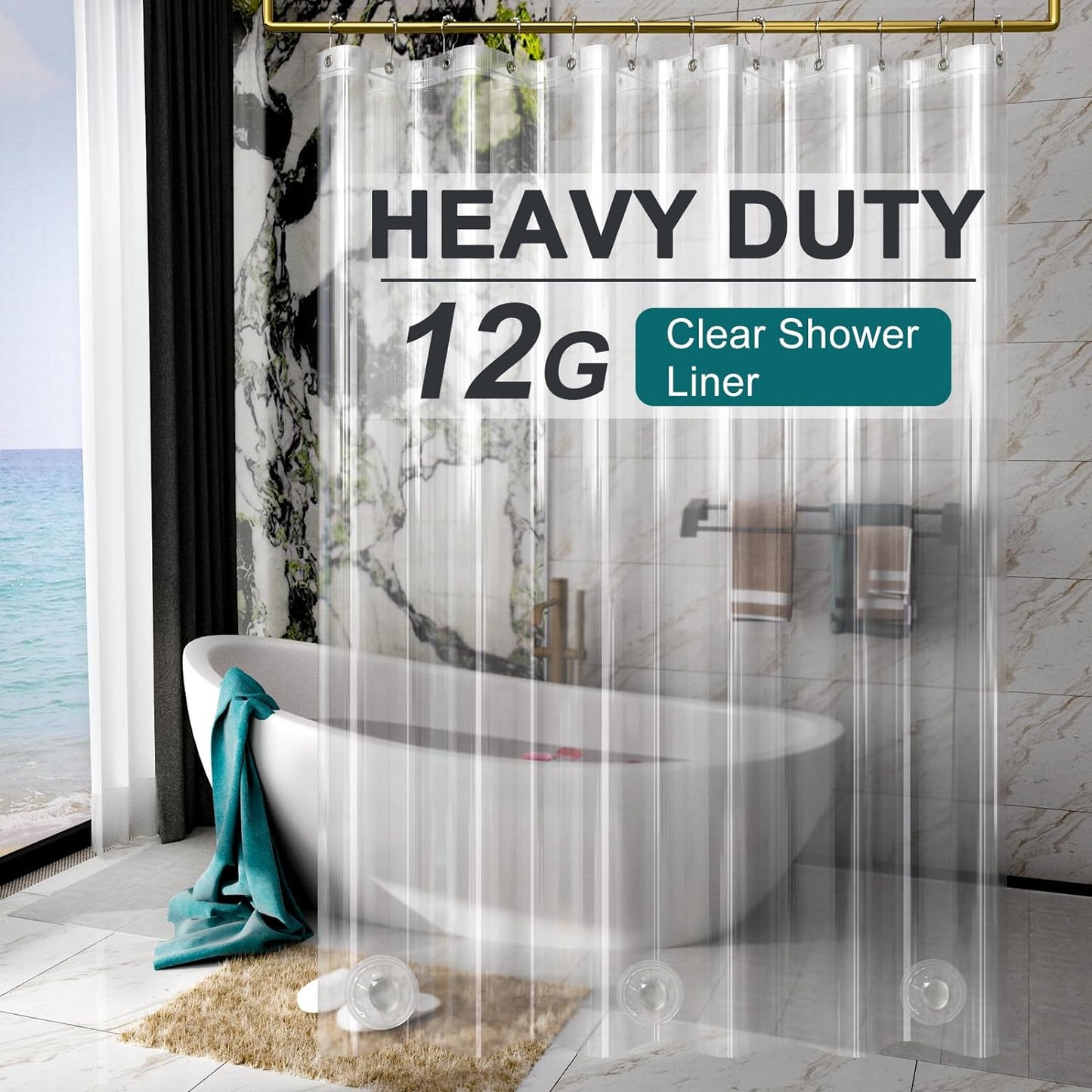 12 Gauge Heavy Duty Clear Shower Curtain Liner
