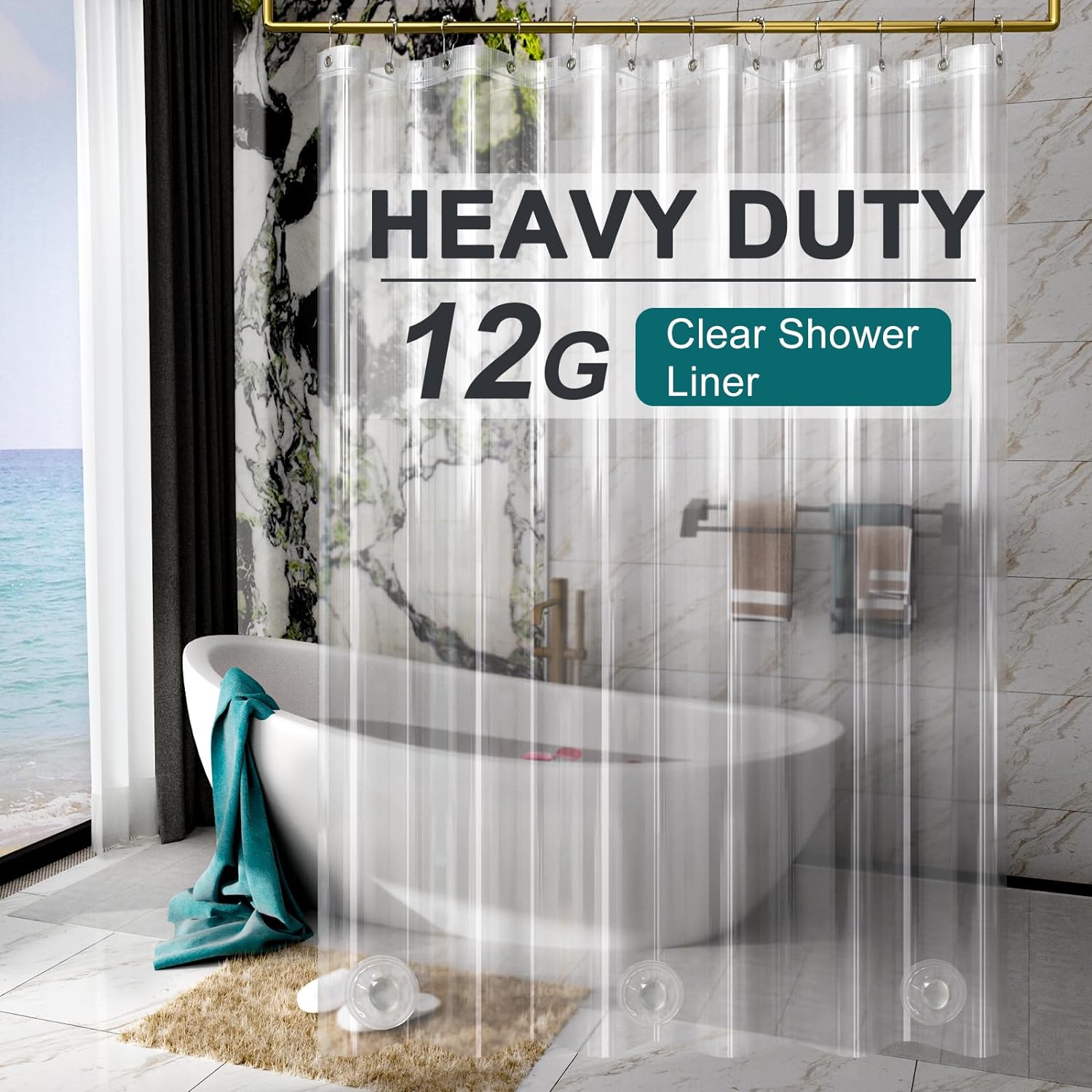 12 Gauge Heavy Duty Clear Shower Curtain Liner