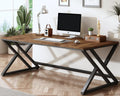 Industrial Dual Monitor Desk for Two, Rustic Brown