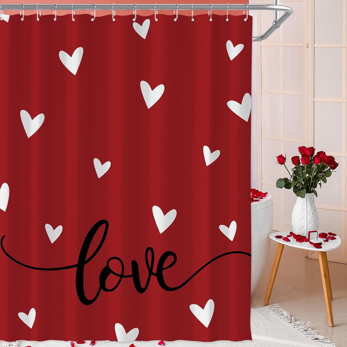 Romantic Heart Shower Curtain Set