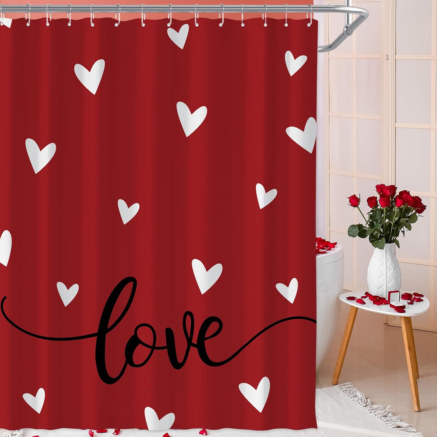 Romantic Heart Shower Curtain Set