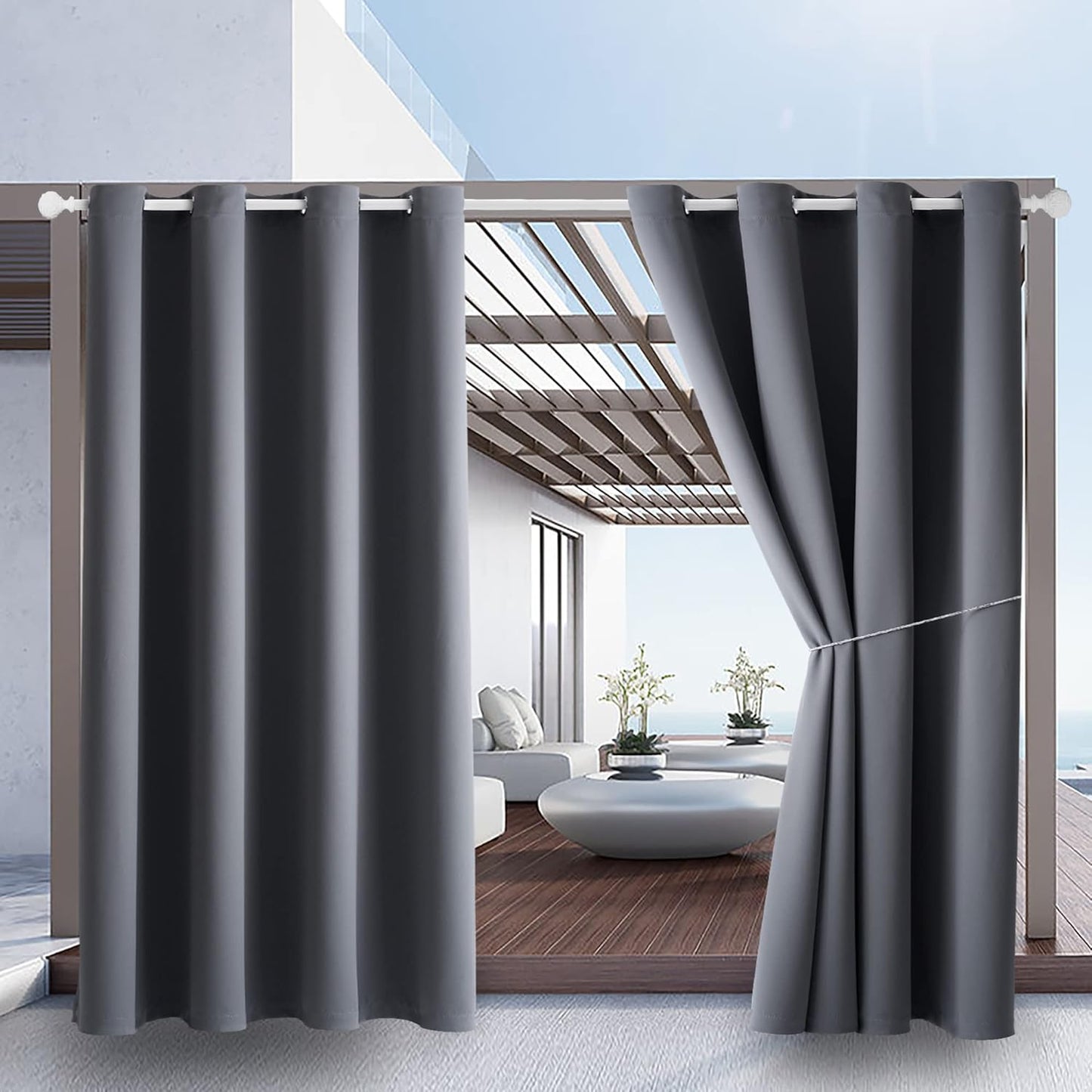 Water Proof Outside Curtains for Porch, 2 Panels, 120in Length
