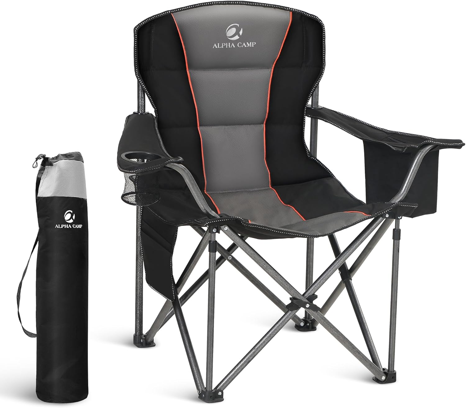 LET'S CAMP Heavy Duty Folding Chair with Cooler Bag - 450 LBS Capacity