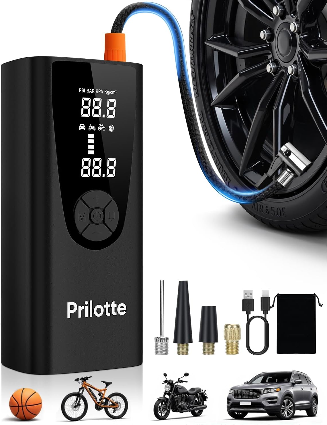 Fast Inflation Portable Tire Pump-180PSI Efficiency
