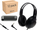 Bulk Headphones for Classroom with Microphone 12 Pack Black - Durable