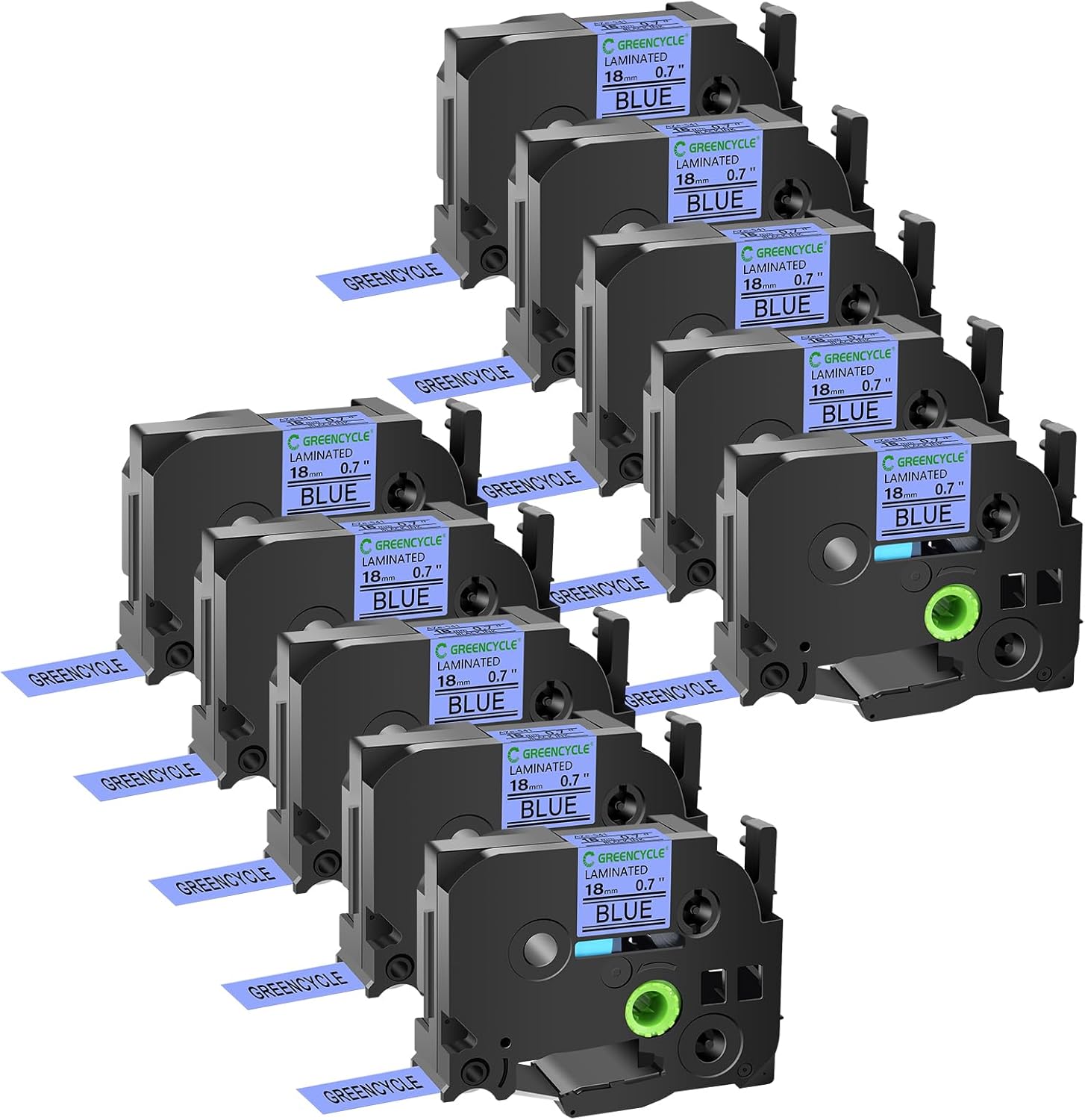 GREENCYCLE 10 Pack Compatible TZe-541 Black on Blue Label Tape