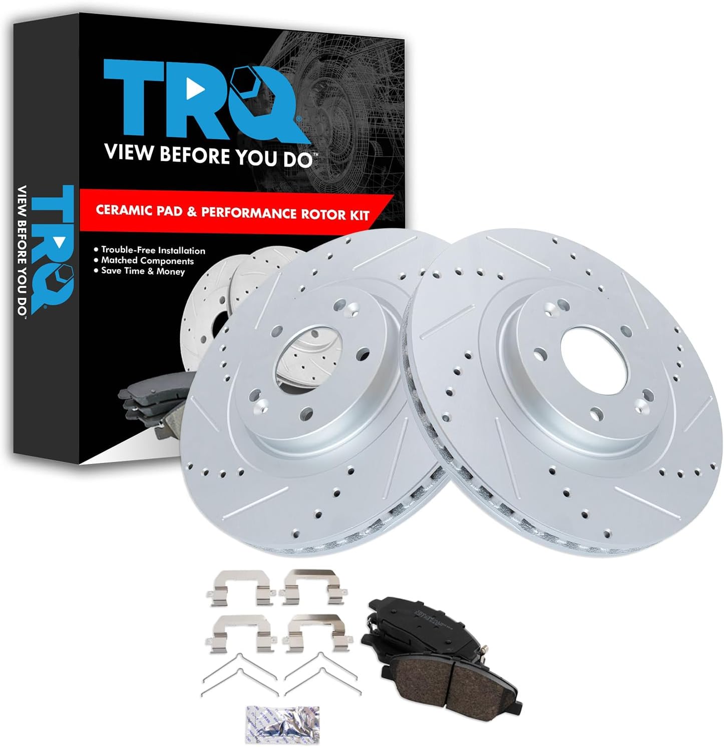 TRQ Front Performance Brake Pad & Rotor Kit for Hyundai Santa Fe