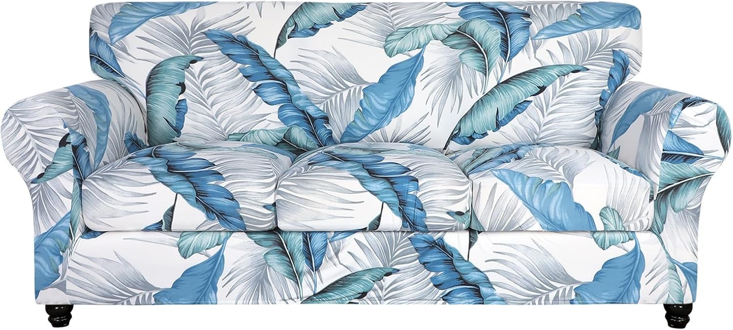 SearchI Stretch Sofa Cover Floral Pattern 4 Pieces Couch Cover