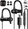 USB C Headphones Over Ear Hooks for iPhone and Android - Secure Fit