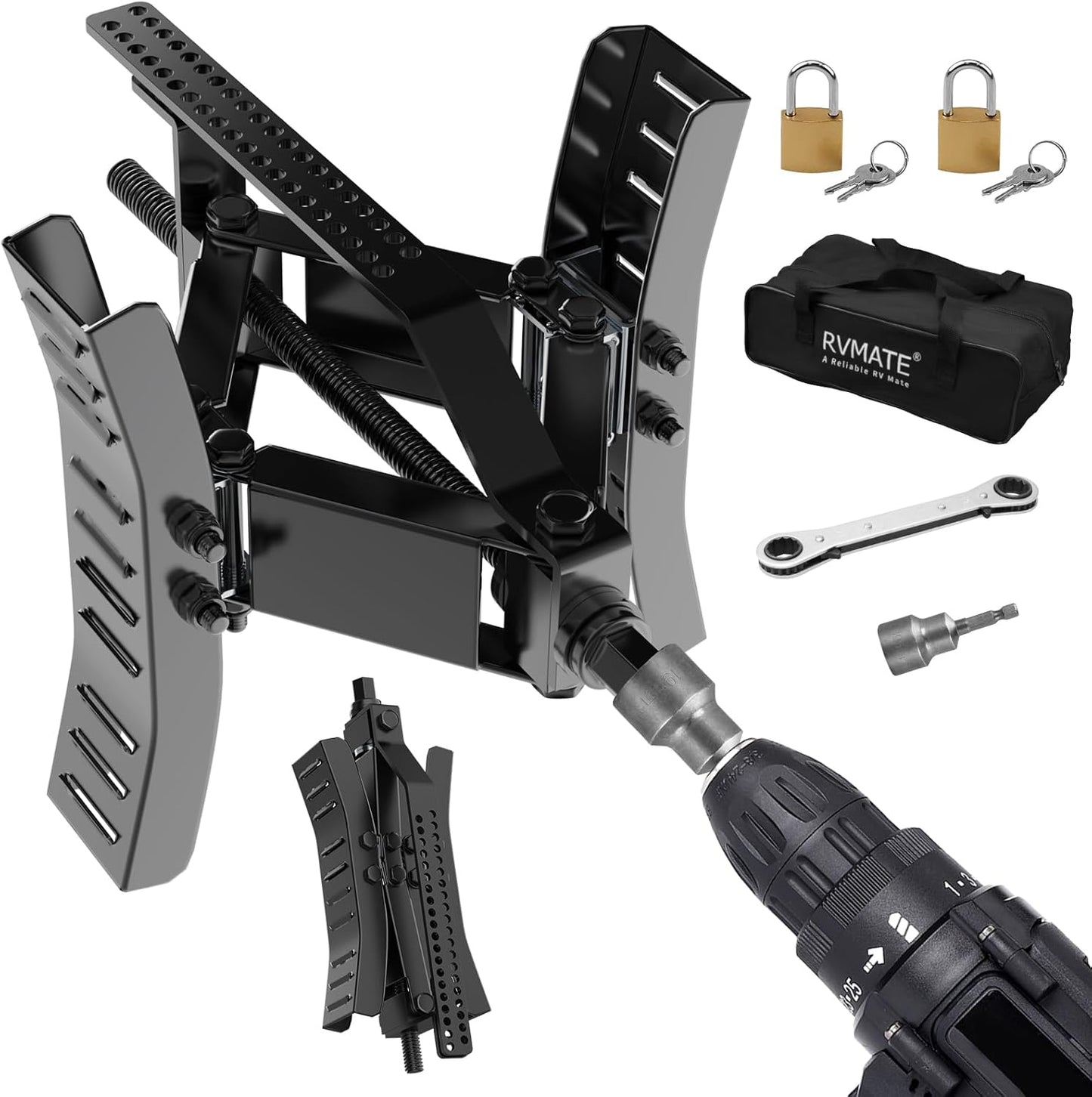 RVMATE RV Wheel Chock Stabilizer for Secure Tandem Tire Parking