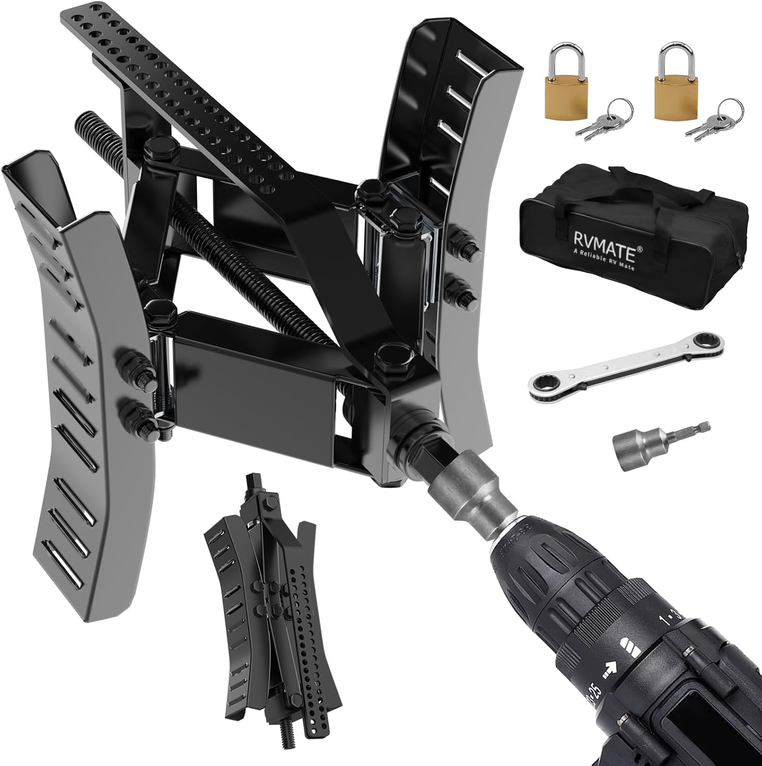 RVMATE RV Wheel Chock Stabilizer for Secure Tandem Tire Parking