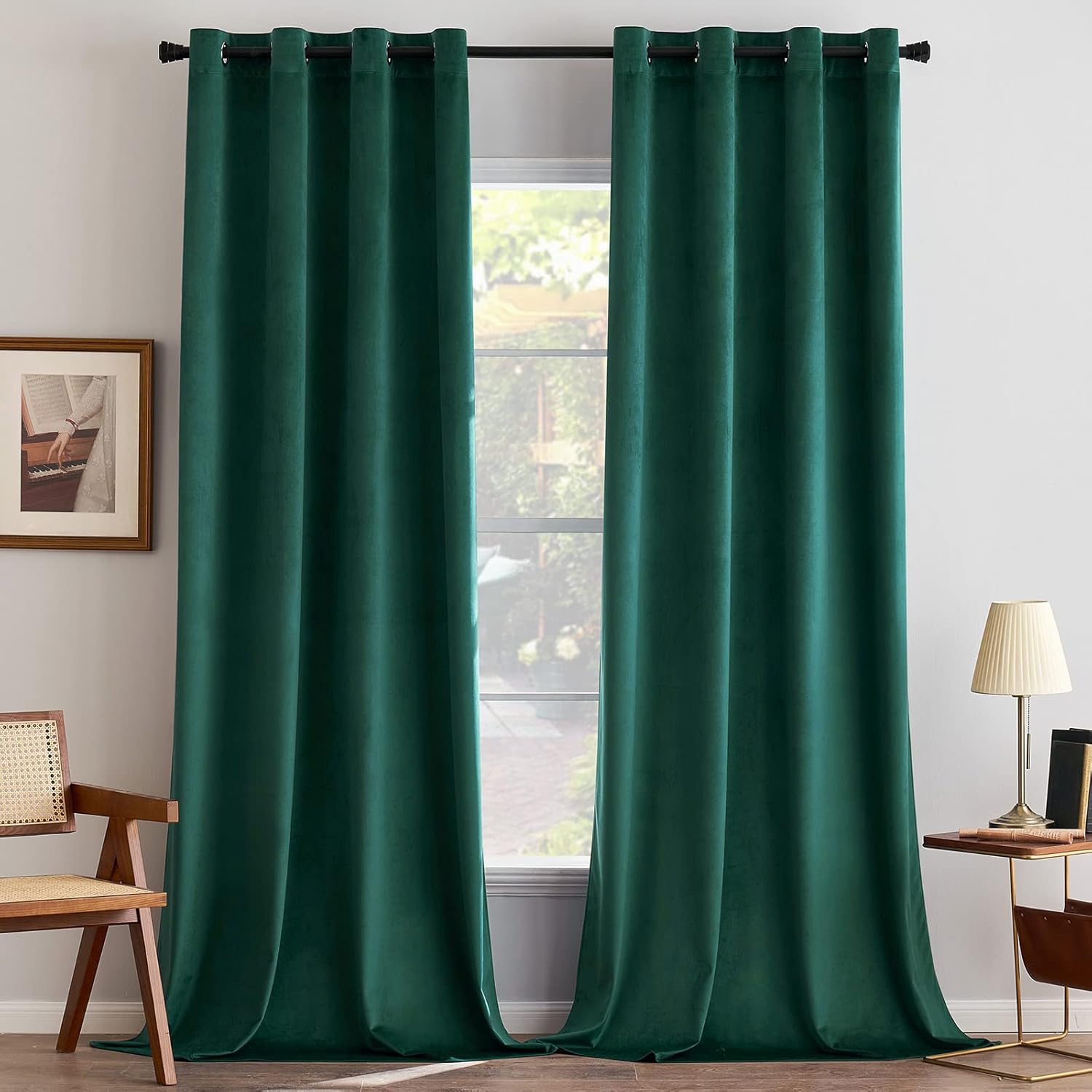 Dark Green Velvet Curtains for Bedroom and Living Room Decor