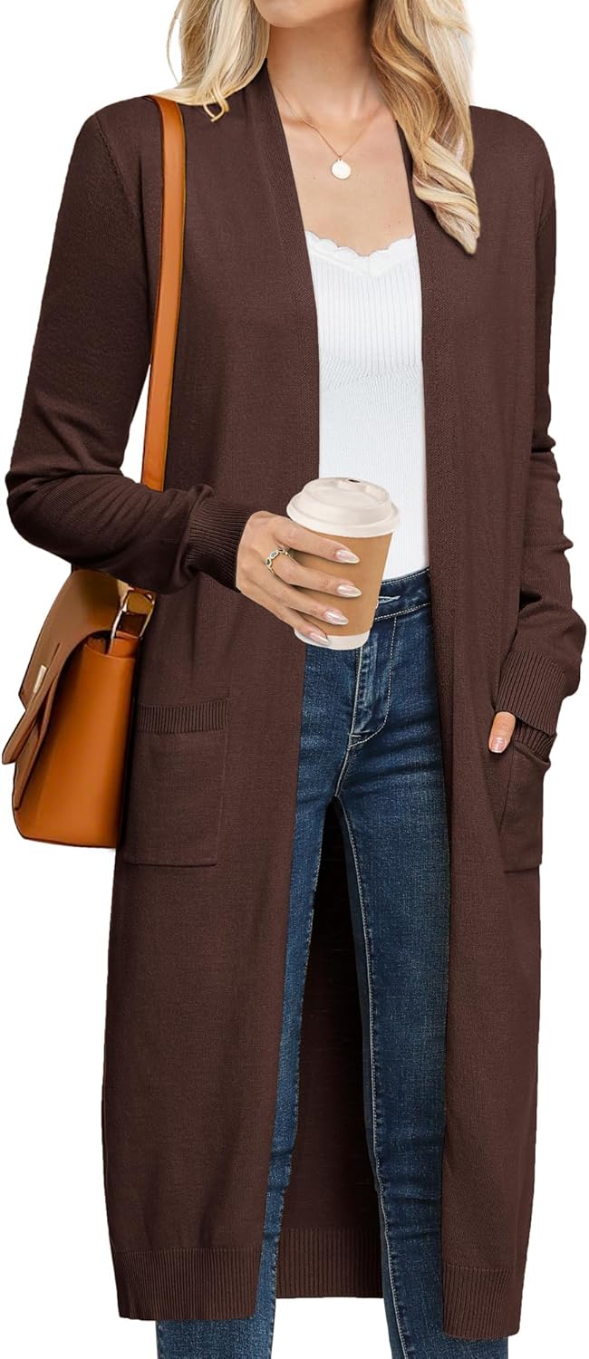 Trendy Long Cardigans Sweater for Women - Lightweight Duster Coats