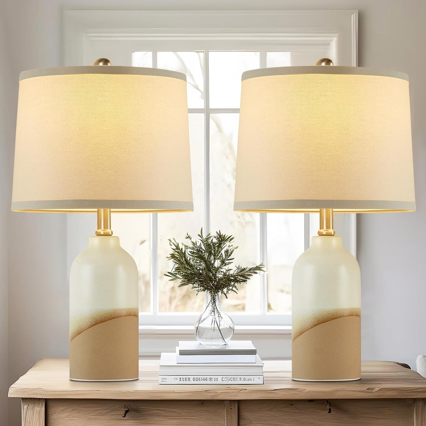 Luvkczc Ceramic Table Lamps Set of 2 for Modern Home Decor