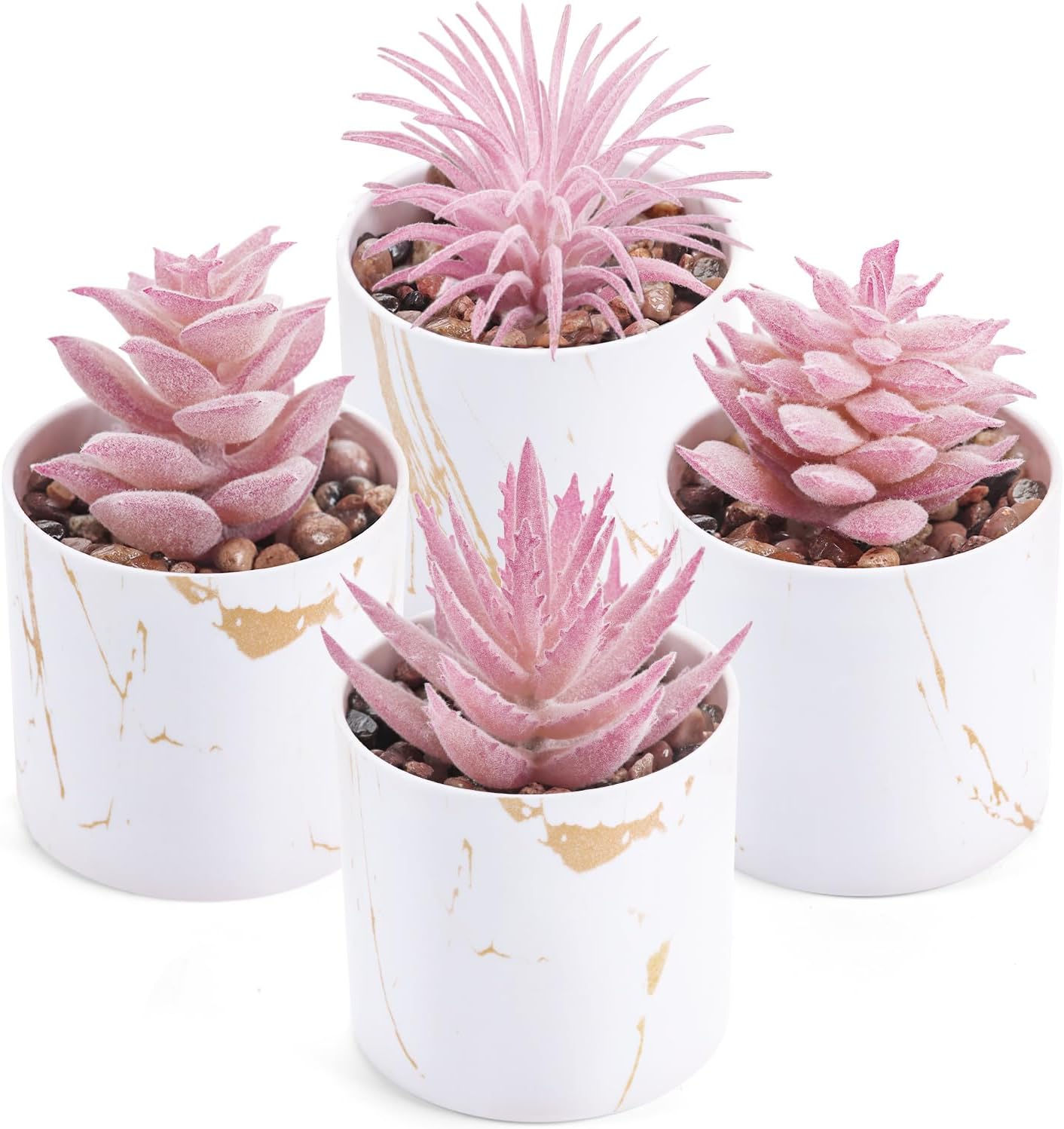 4 Pack Der Rose Artificial Plants for Serene Home Vibes