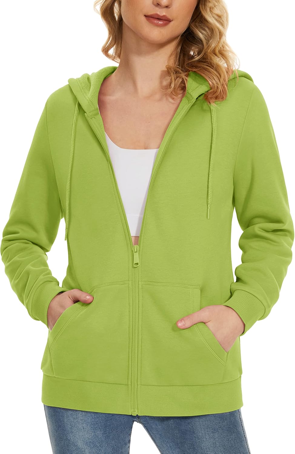 MAGCOMSEN Women's Fleece Lined Zip Up Hoodies for Comfort