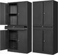 Metal Garage Storage Cabinet with Drawer 71in High Black - Lockable