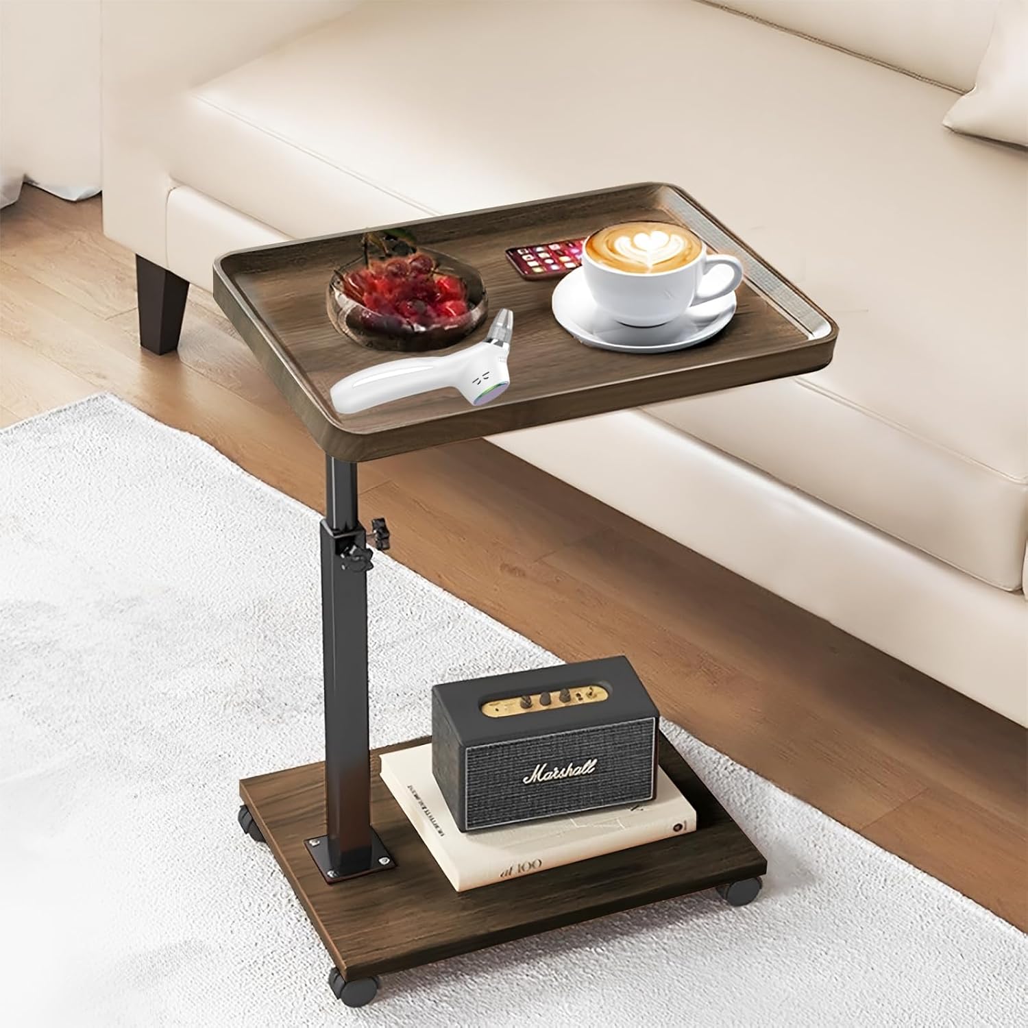Adjustable C Table for Small Spaces - 360Swivel TV Tray