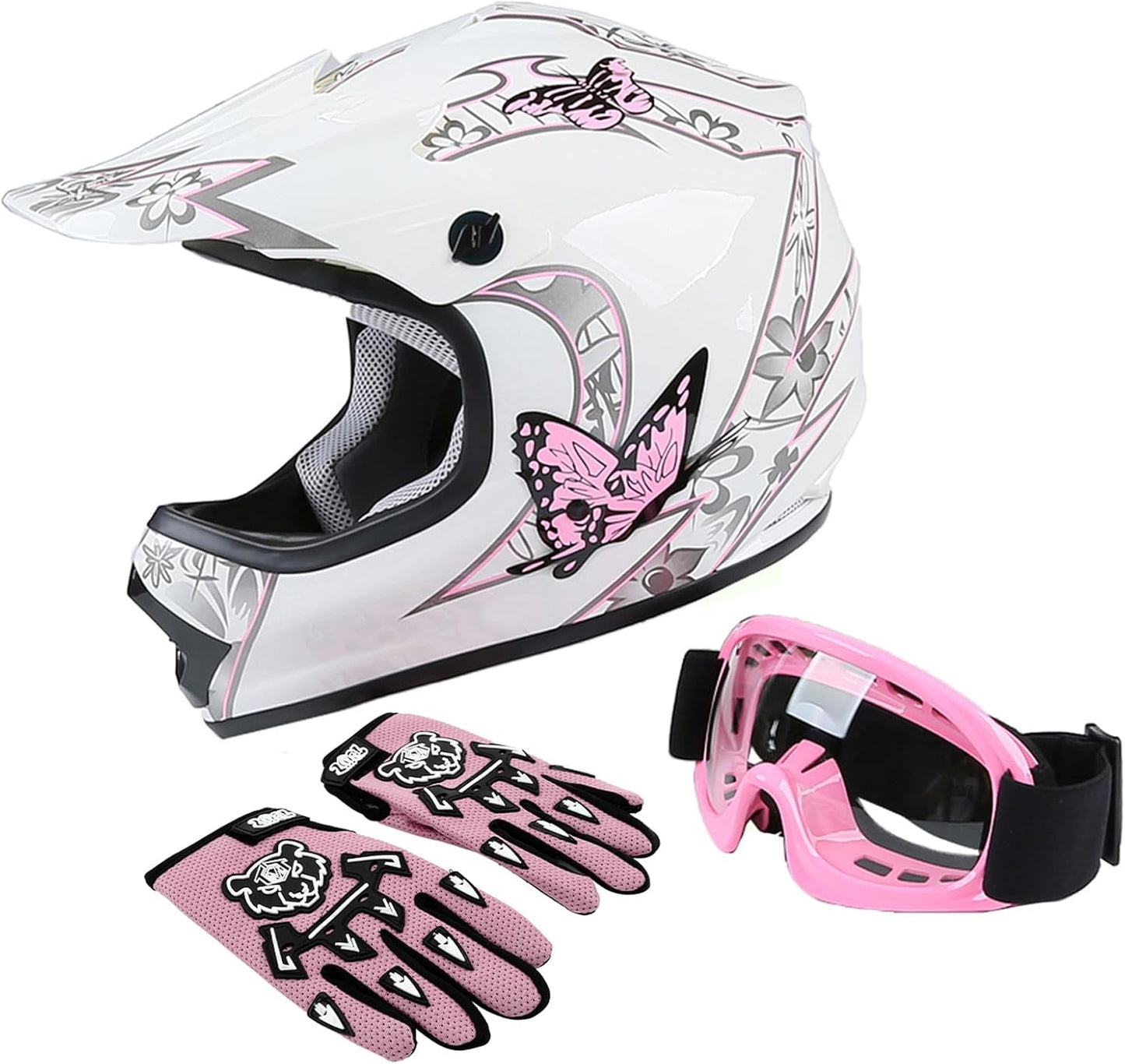 XFMT Youth Kids Motocross Helmet with Goggles and Gloves