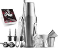 FineDine Stainless Steel Cocktail Shaker Set - 14 Piece Bar Kit for Perfect Mixology