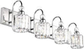Modern LED Crystal Bathroom Vanity Lights 4-Light Stainless Steel