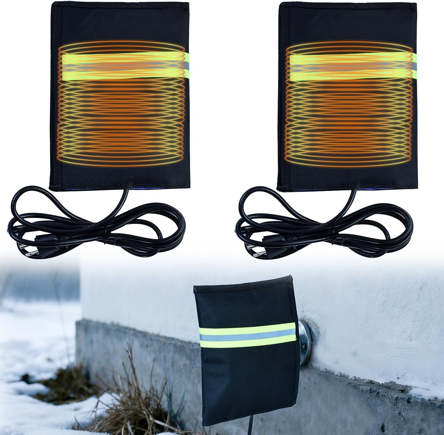 2pcs Heated Outdoor Faucet Covers for Winter Protection and Insulation