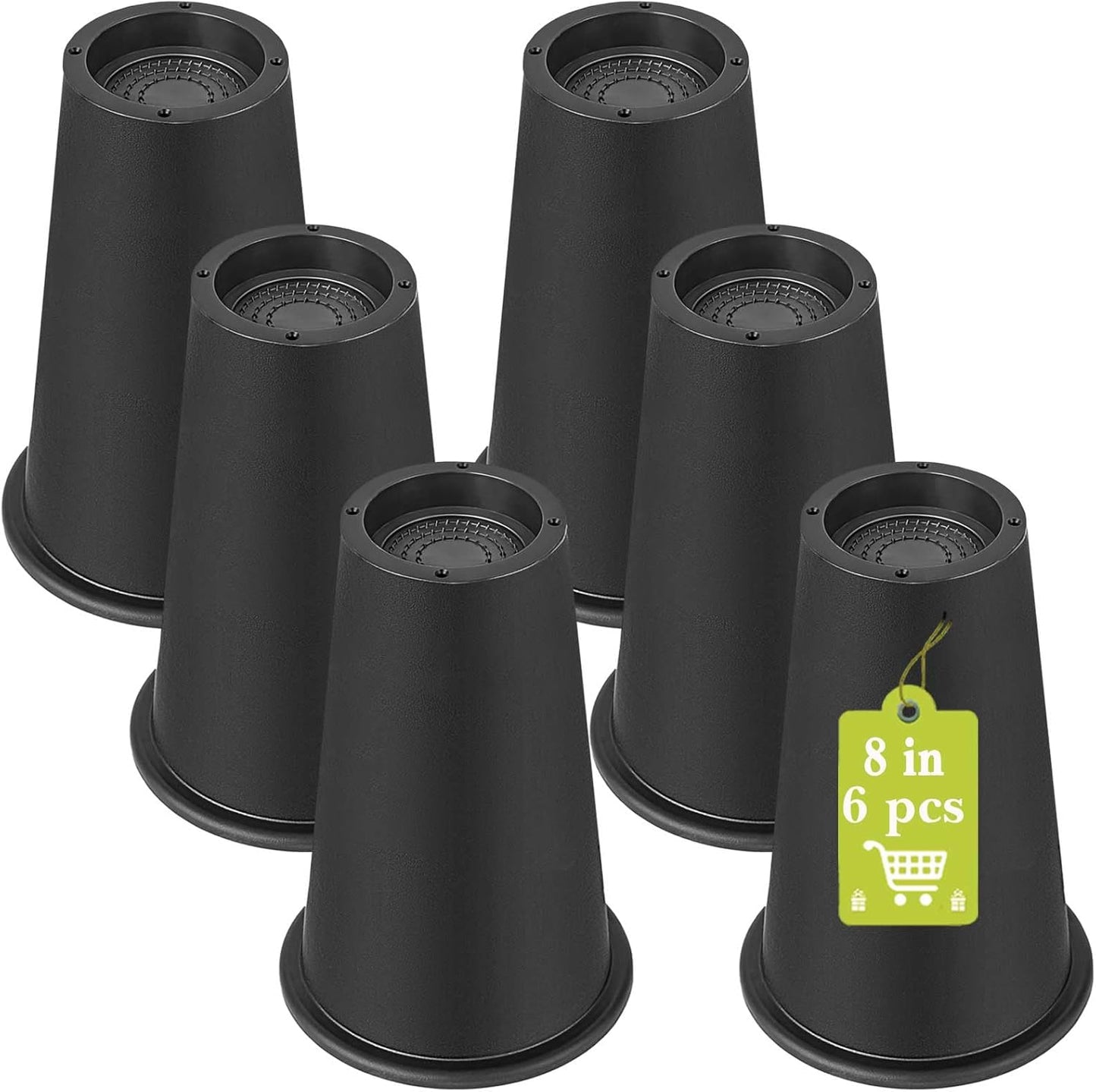 6 Pack Heavy Duty 8 Inch Furniture Risers for Bed and Couch