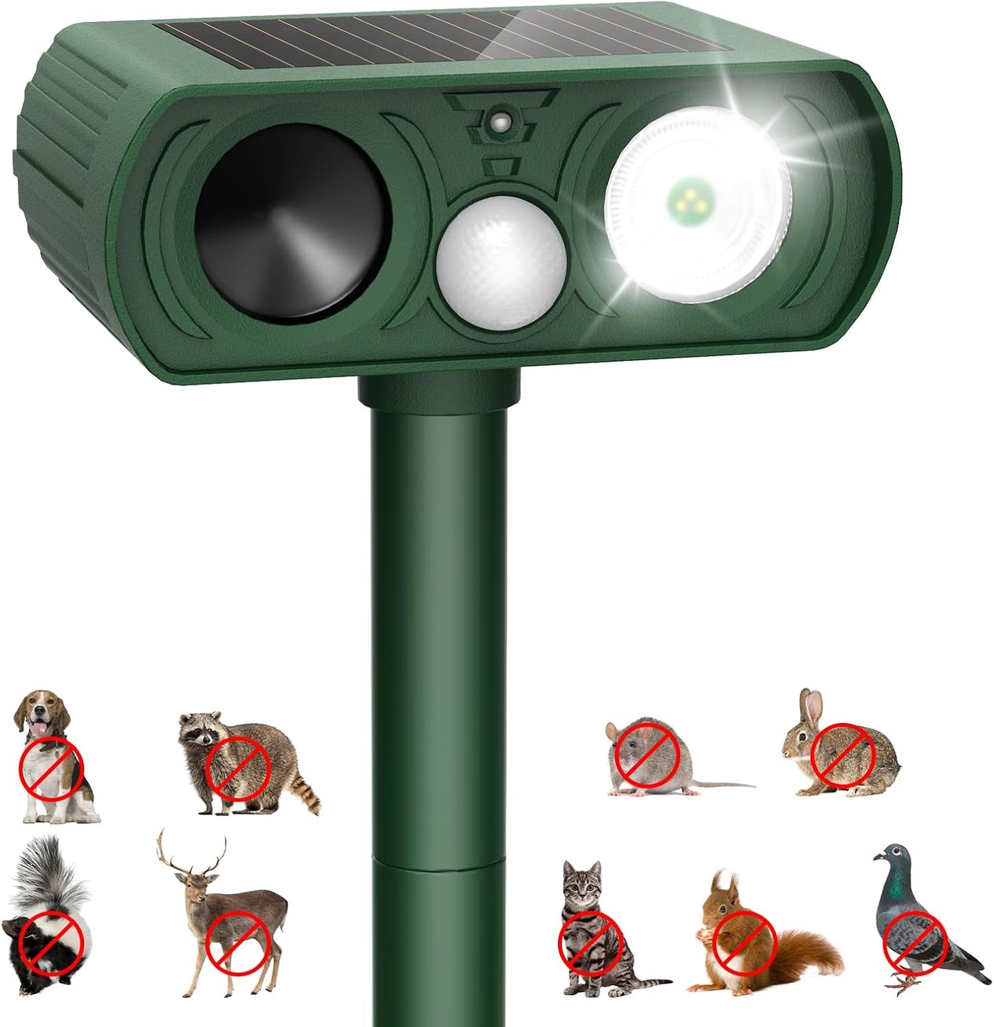 Solar Ultrasonic Animal Repellent for Yard and Garden Use