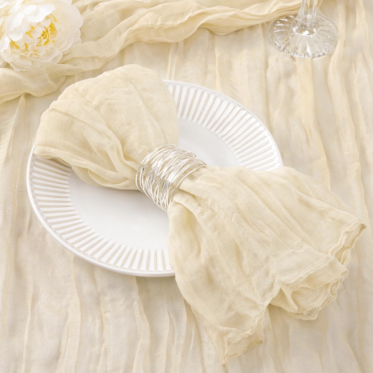 DeZerlor 50 Pack Beige Cheesecloth Napkins for Events