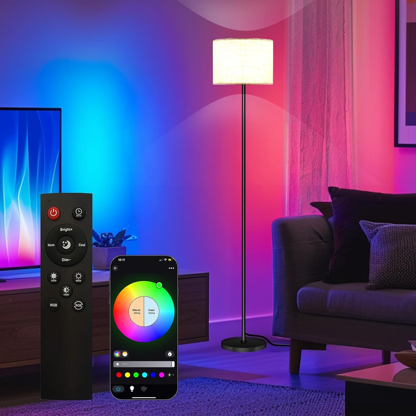 Smart LED Floor Lamp with APP Control for Modern Living Spaces