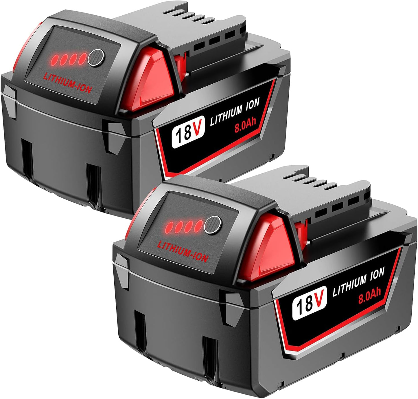 2 Pack 8.0 Ah M18 Batteries for Milwaukee Cordless Tools