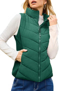 Puffer Vest Women Sleeveless Zip Up Stand Collar - Warm Quilted