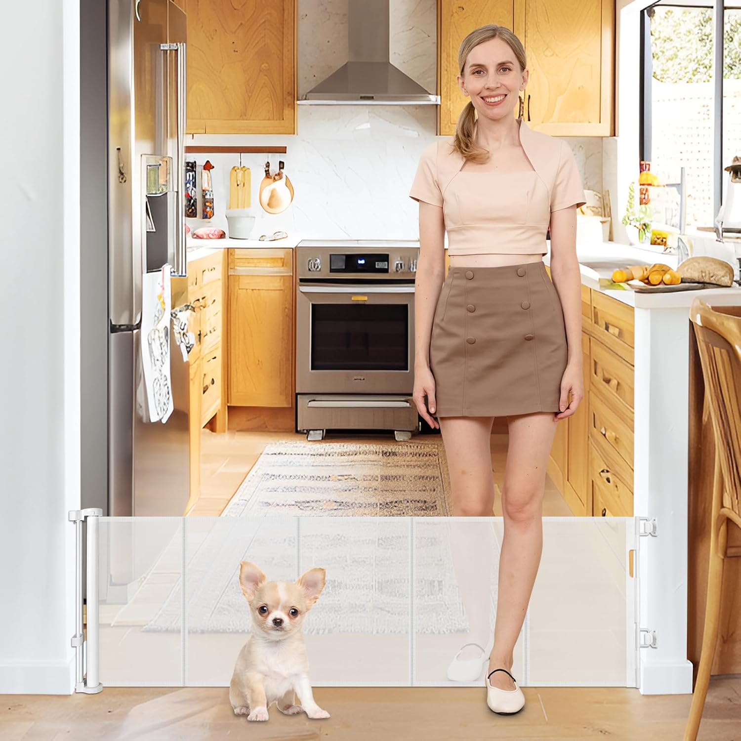 20 Inch Tall Retractable Dog Gate for Easy Step Over Access