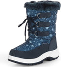 Girls Insulated Fur Winter Snow Boots - Easy Zip On, Warm Lining