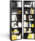 Tall Narrow Bookshelf Black Set of 2 - 6-Tier Corner Bookcase