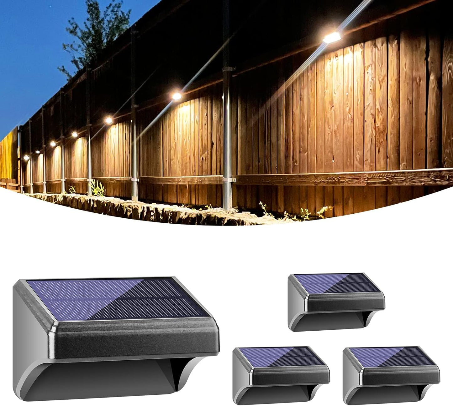 Bridika Solar Fence Lights for Outdoor Use - Warm White & White