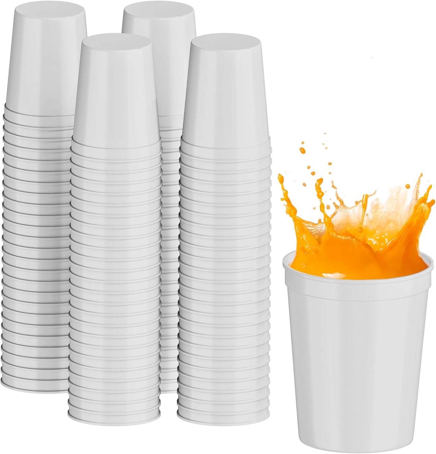 PartyPrints 100 Pack 16 oz Reusable Plastic Cups for Events