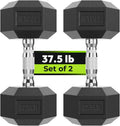 Hex Dumbbell Set 37.5 lb Pair - Rubber Encased Hex Weights