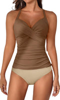 B2prity Ruched Tankini Swimsuit Set - Tummy Control Two Piece
