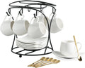 Espresso Cups with Saucers Set - 3 OZ Porcelain Demitasse Set