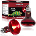 LUCKY HERP Infrared Heat Lamp 100W 2 Pack - Nighttime Basking Heat