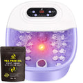 Purple Foot Spa Bath Massager with Heat Bubbles and Vibration - Red