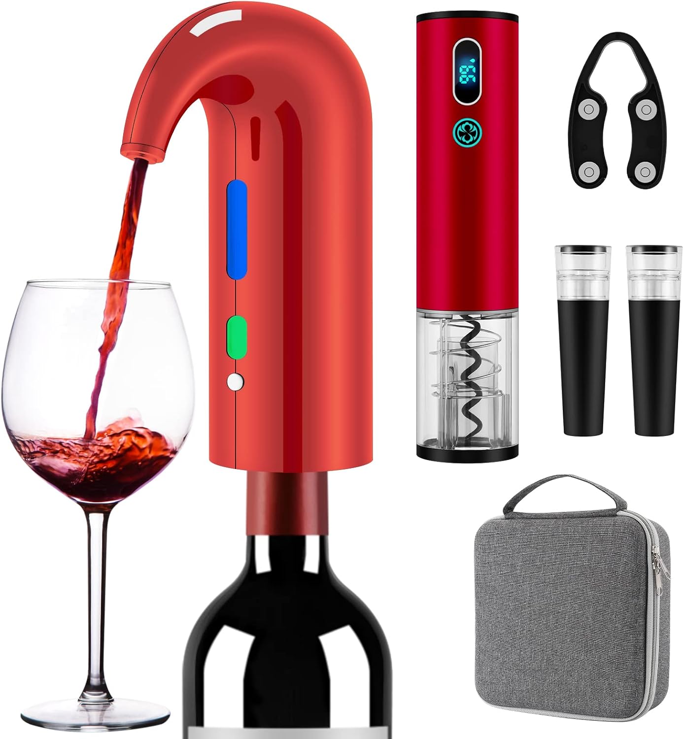 Electric Wine Opener Gift Set with Decanter & Aerator for Dad