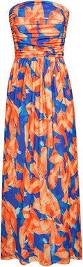 GRACE KARIN Women Strapless Maxi Dress with Pockets - Flowy Ruched Fit