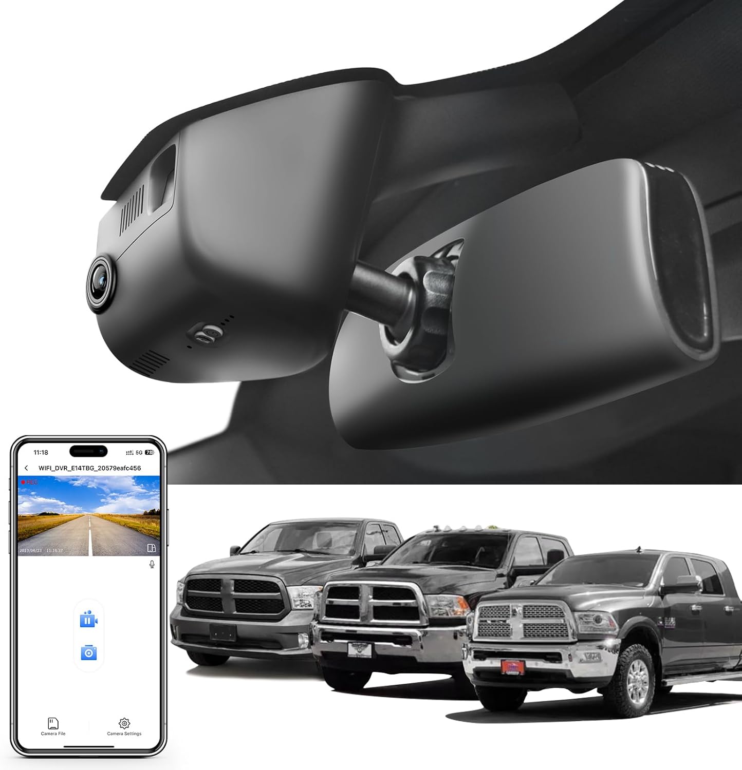 4K Dash Cam for 4th Gen Dodge RAM 1500/2500/3500 2013-2018