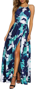 Women's Summer Maxi Dress Halter Split Sundress - Flowy Beach Maxi